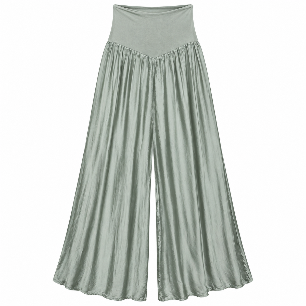Pantalón Palazzo Satinado Verde Salvia