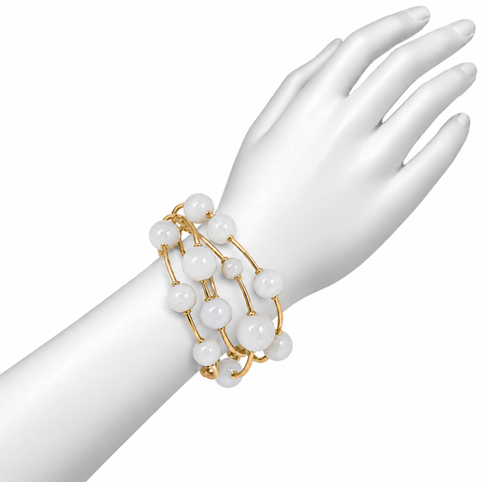Pulsera Blanca y Dorada