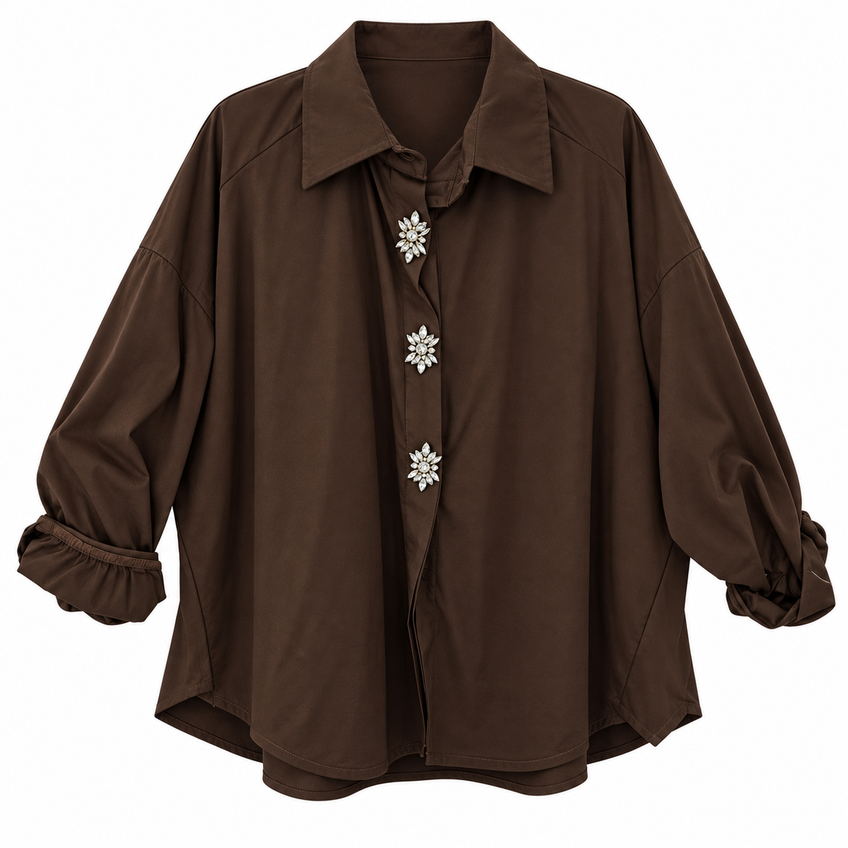 Camisa Italiana con Botones Joyas Florales