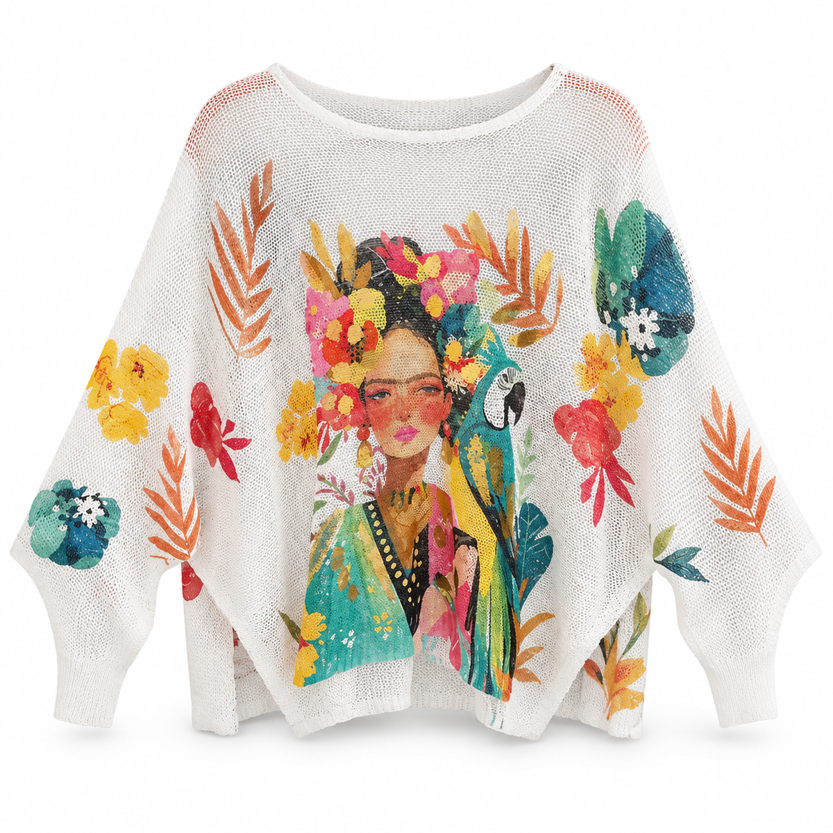 Suéter Tejido con Diseño Artístico Floral
