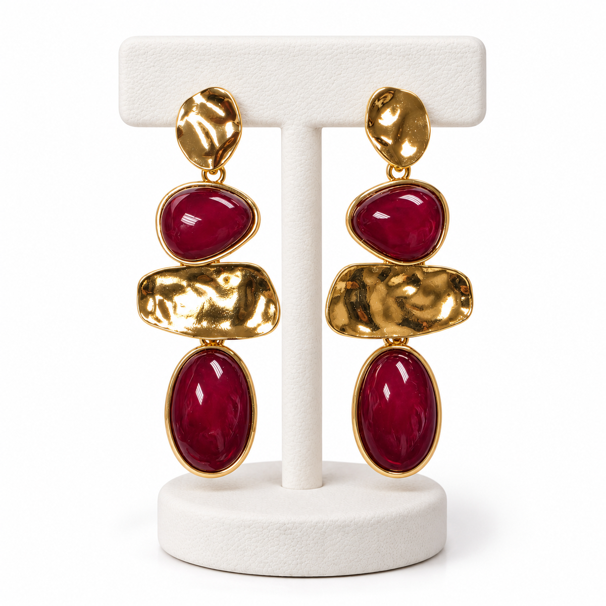Aretes Piedras y metal Vino