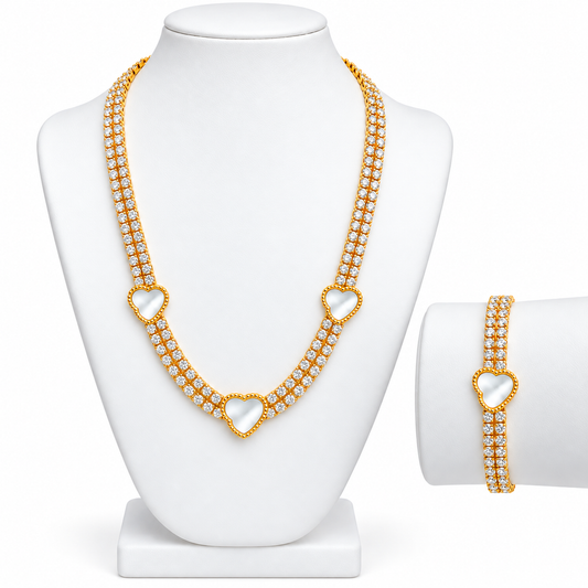 Collar y brazalete Asimétrico Corazón Dorado