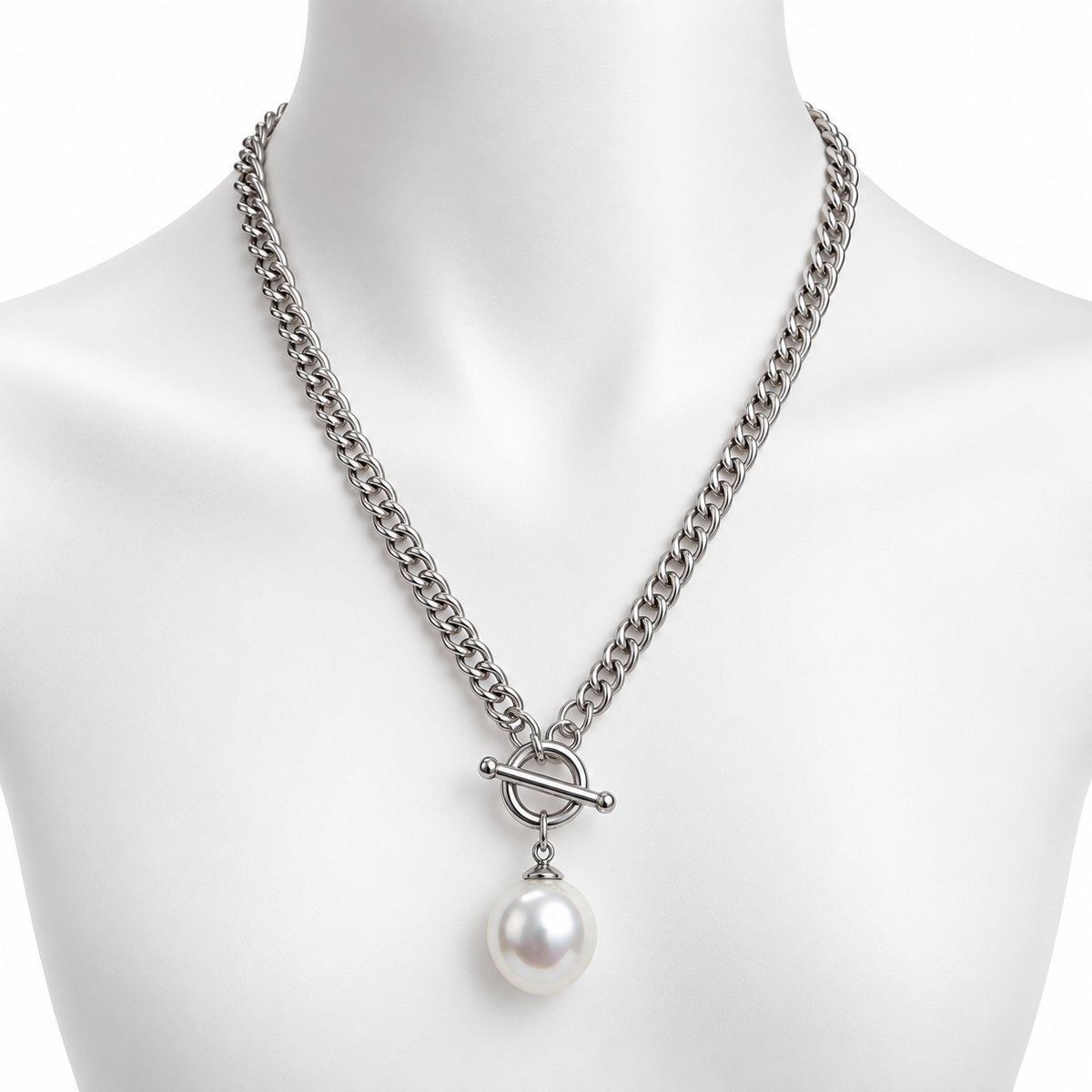 Collar Plateado con Perla