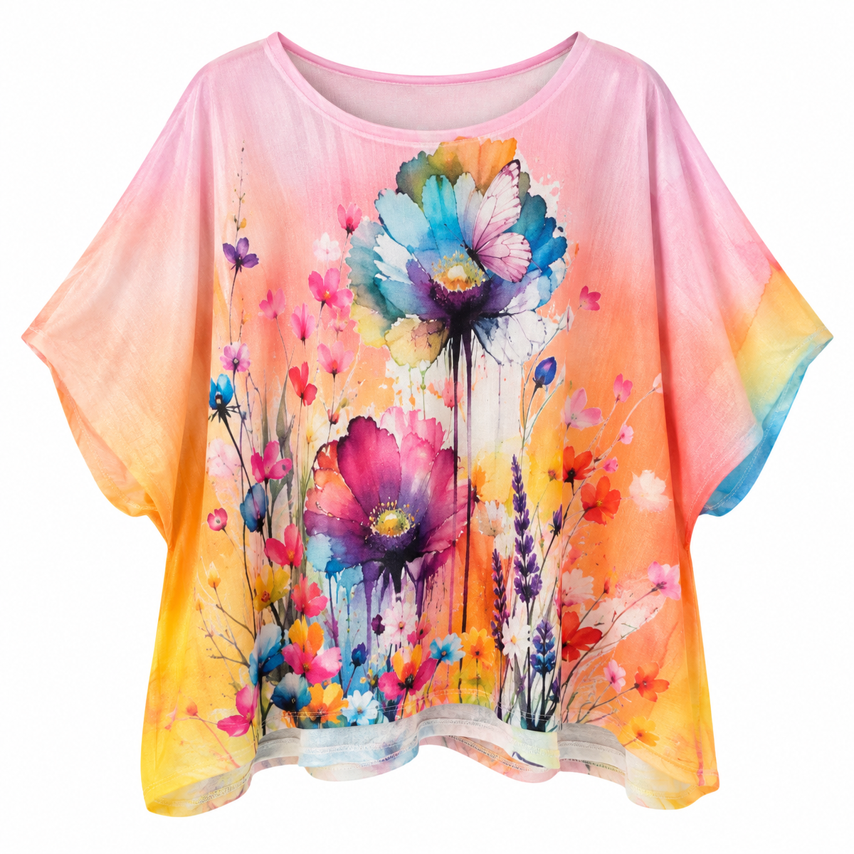 Blusa Dolman Floral Acuarela Pastel