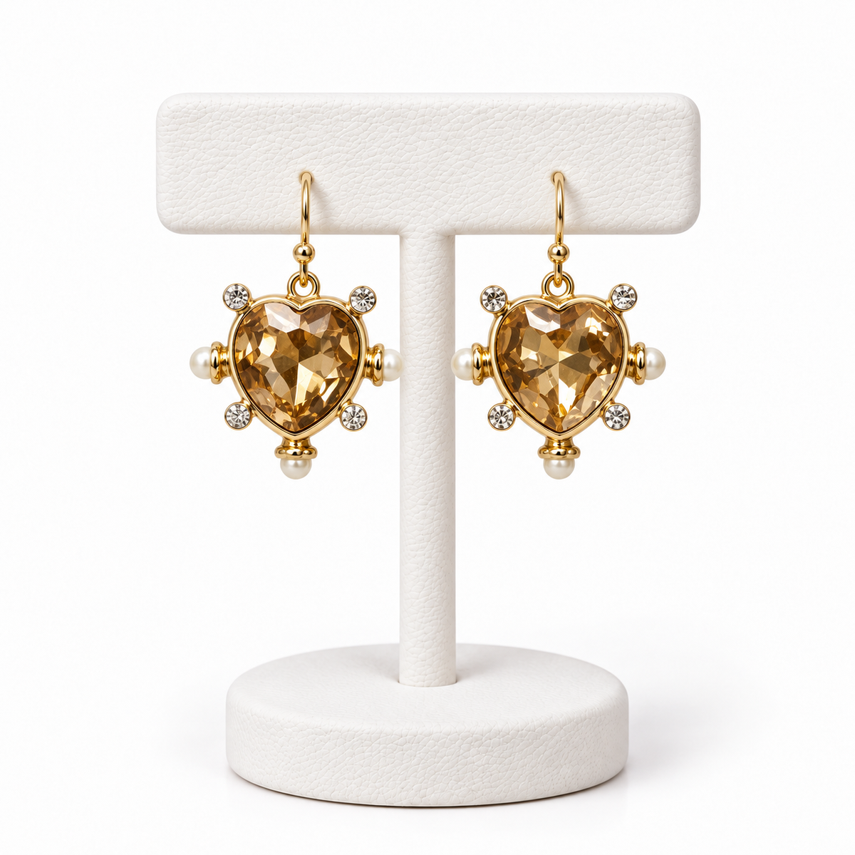 Aretes Gema Corazón Champagne