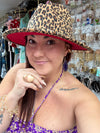 ELEGANTE Sombrero leopardo solapa roja