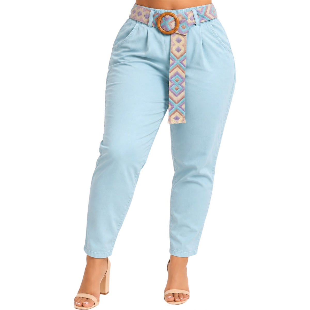 Pantalón Chartreuse Baby Blue con Cinturón  – Colección Italiana