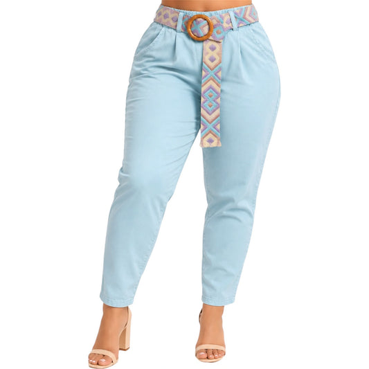 Pantalón Chartreuse Baby Blue con Cinturón  – Colección Italiana