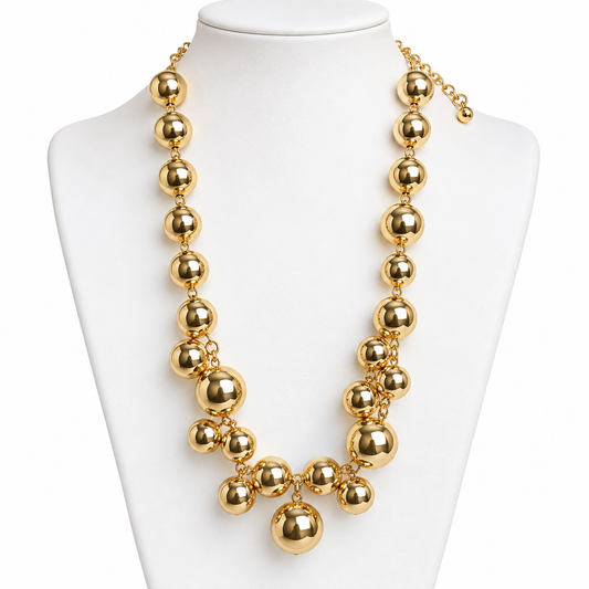 Collar Statement de Esferas Doradas