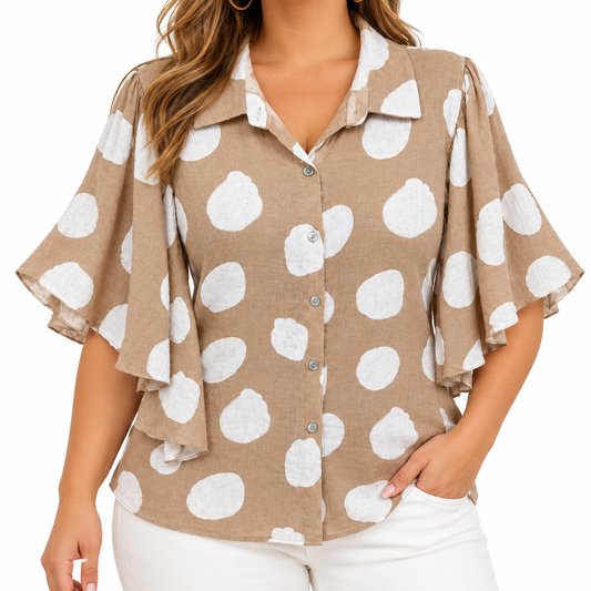 Blusa Beige de Lunares Oversize