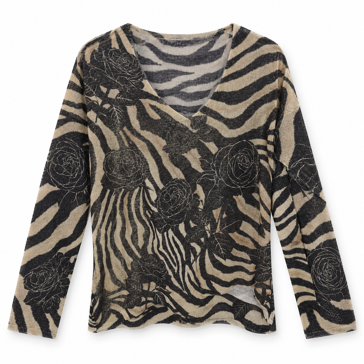 Suéter Estampado Animal Print con Rosas