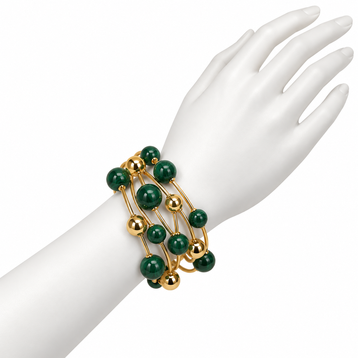 Pulsera de Esferas Verde y Dorado
