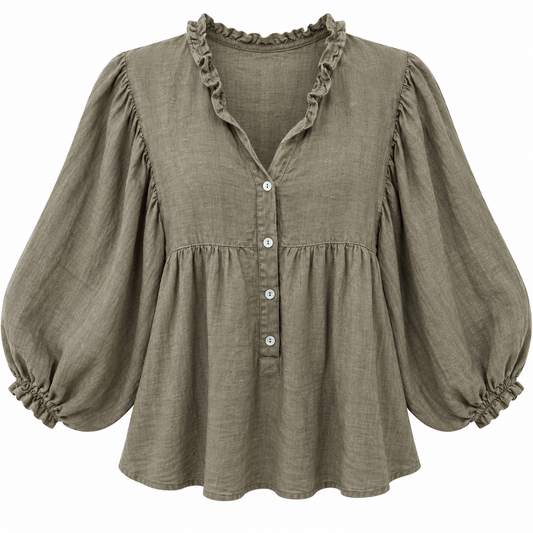 Blusa Oliva con Volantes
