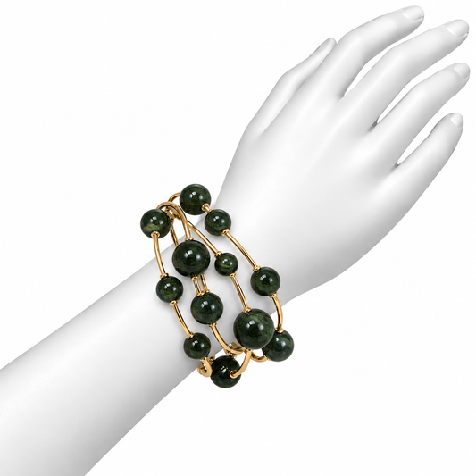 Pulsera Verde Mármol y Dorada