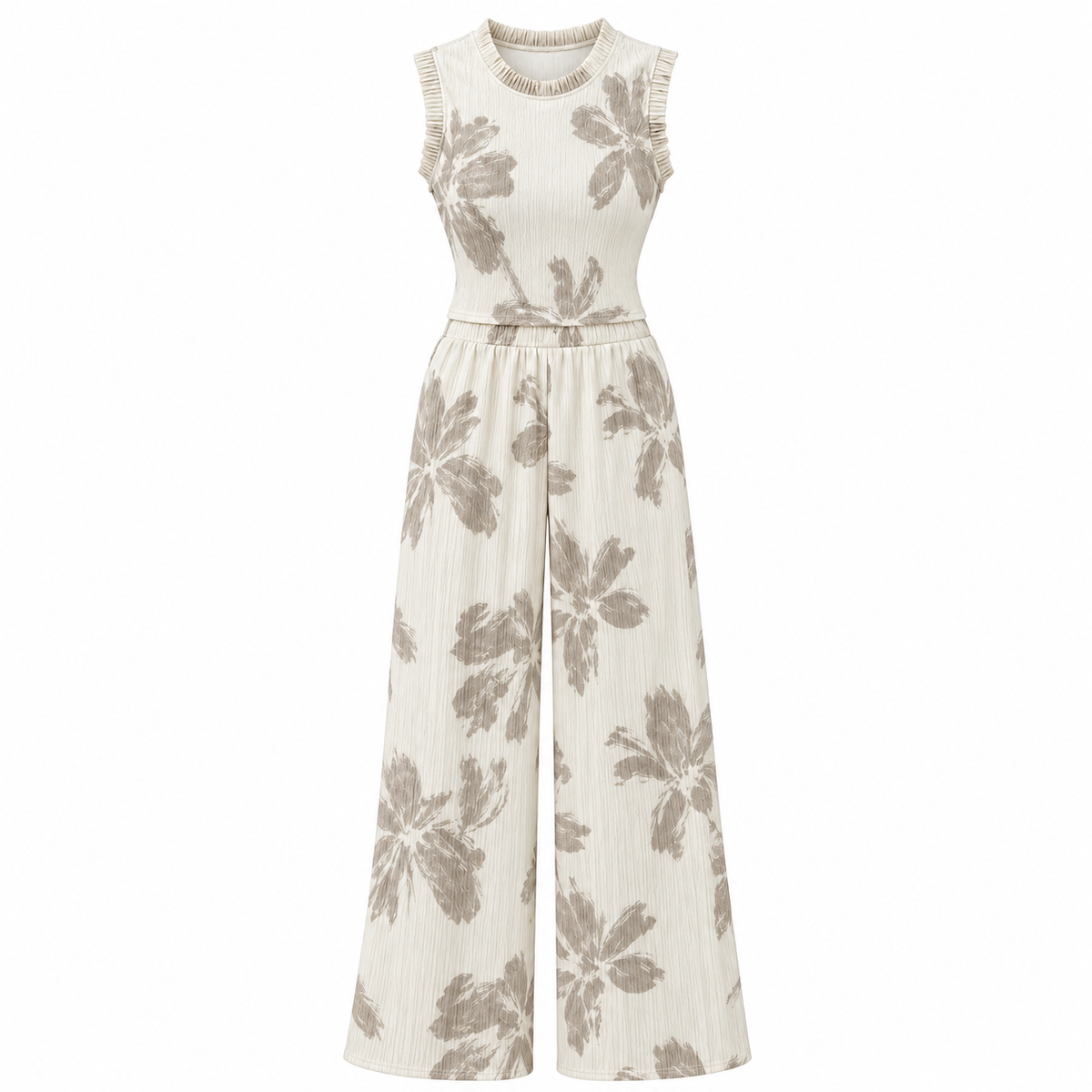 Conjunto Floral Beige