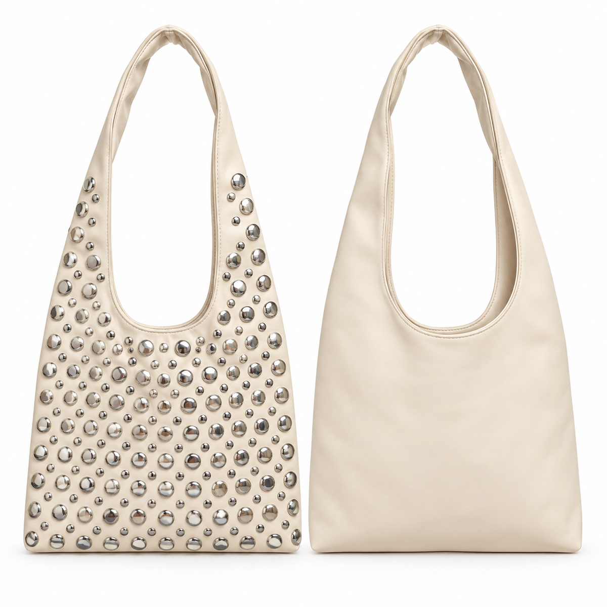 Bolso Hobo Studs Crema