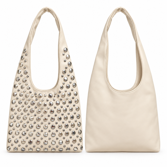 Bolso Hobo Studs Crema