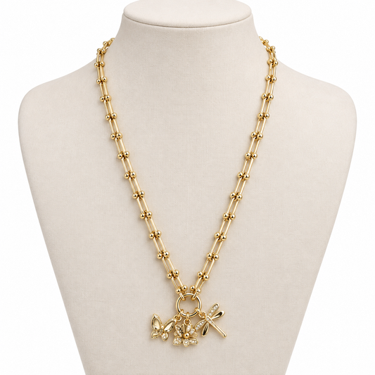 Collar Dorado con Dijes de Naturaleza