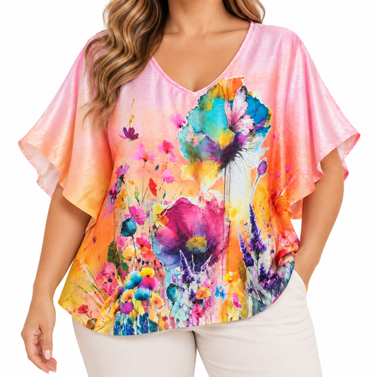 Blusa Batwing Floral Pastel