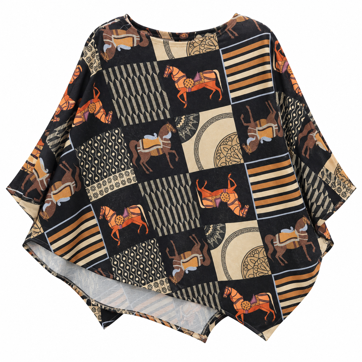 Poncho Patchwork Ecuestre en Tonos Tierra