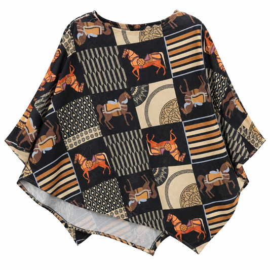 Poncho Patchwork Ecuestre en Tonos Tierra
