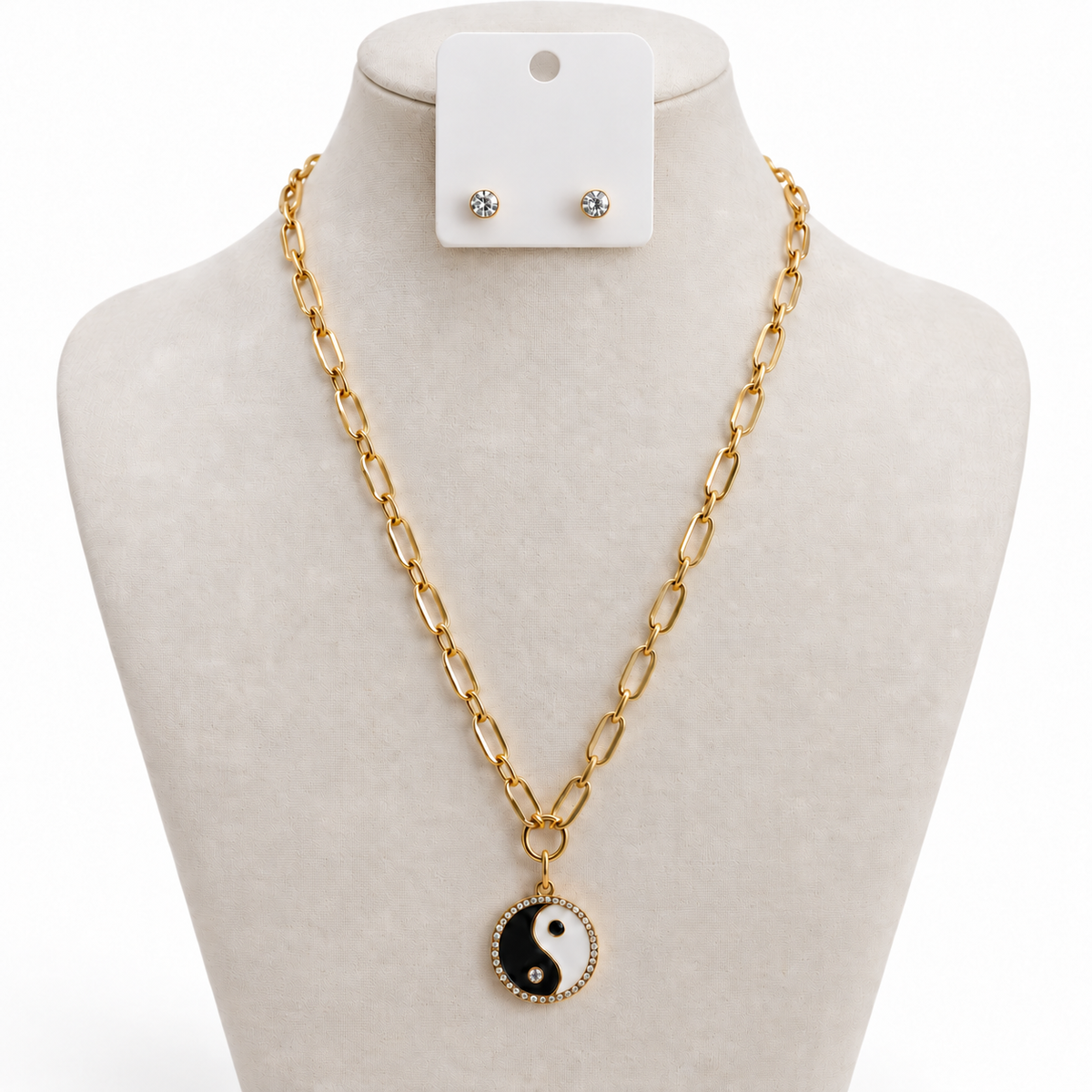 Set Collar Yin Yang con Aretes