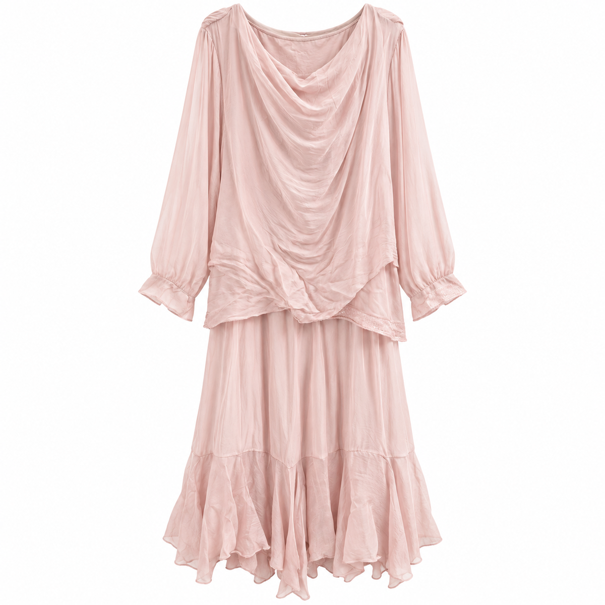 Vestido Maxi Rosa Blush Drapeado