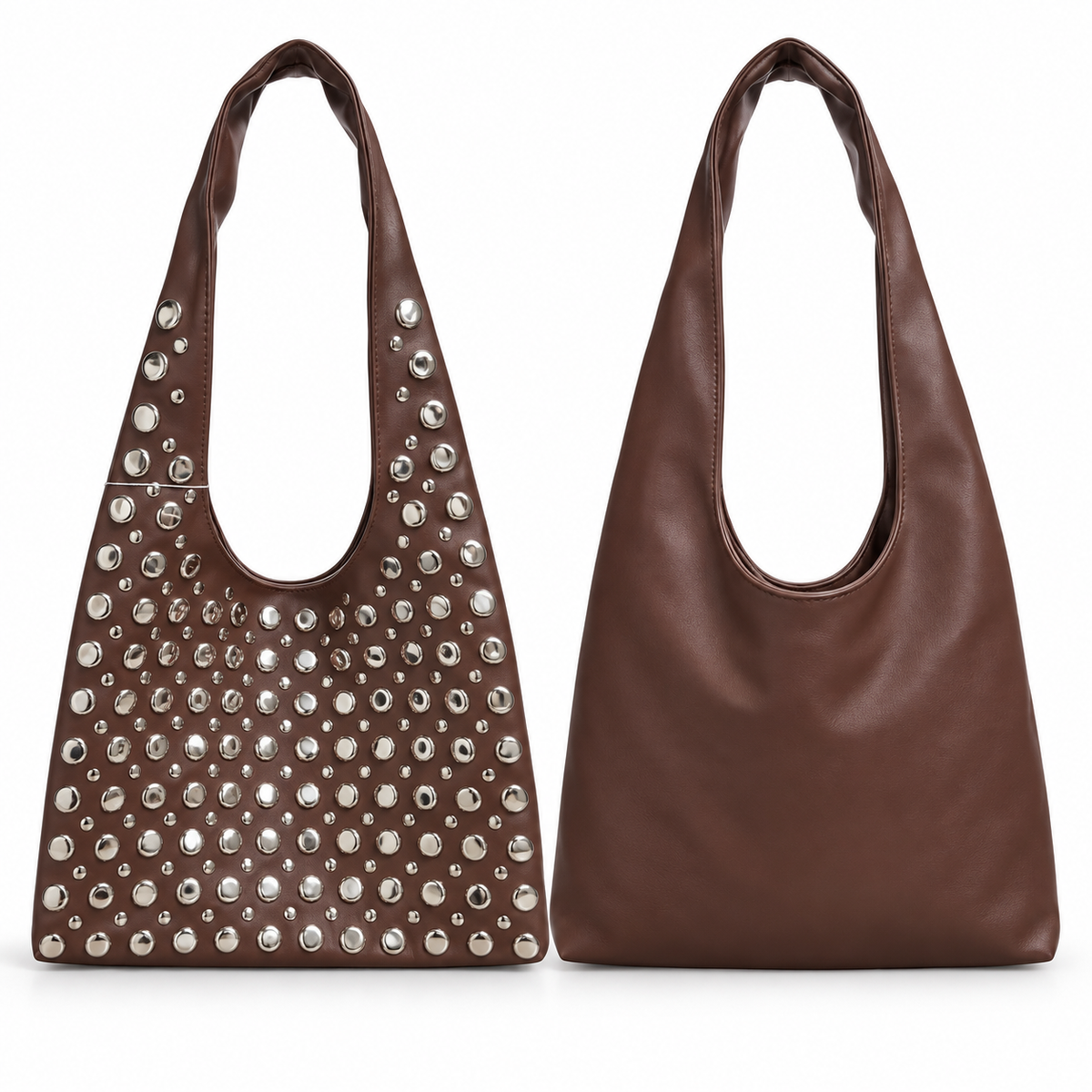 Bolso Hobo Studs Marrón