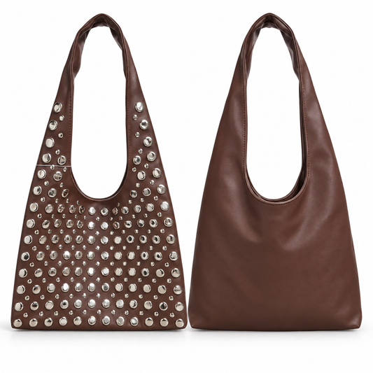 Bolso Hobo Studs Marrón