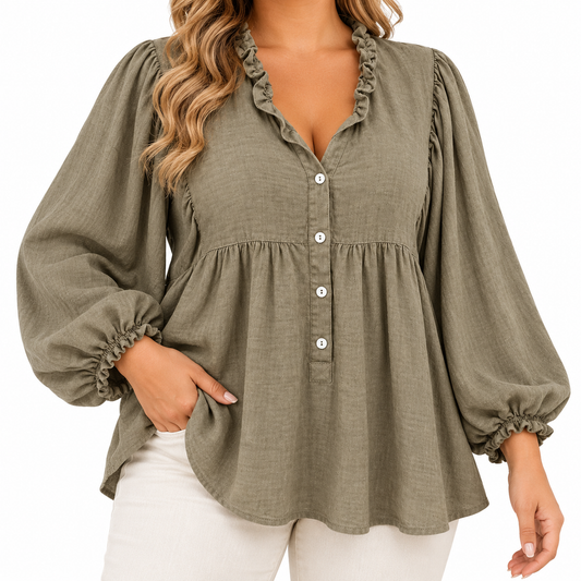 Blusa Oliva con Volantes